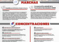 Infografía con los horarios, puntos de reunión y rutas de las marchas y concentraciones programadas en CDMX este jueves 29 de octubre.